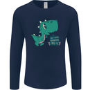 T-Rex Whats Up Mens Long Sleeve T-Shirt Navy Blue