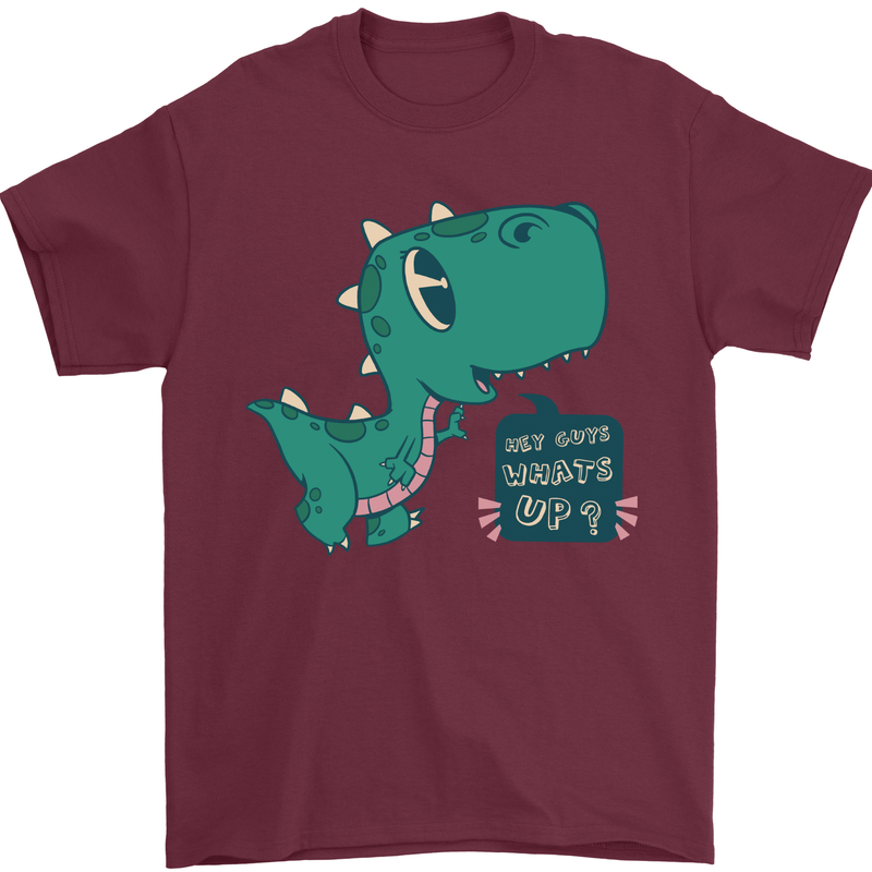 T-Rex Whats Up Mens T-Shirt 100% Cotton Maroon