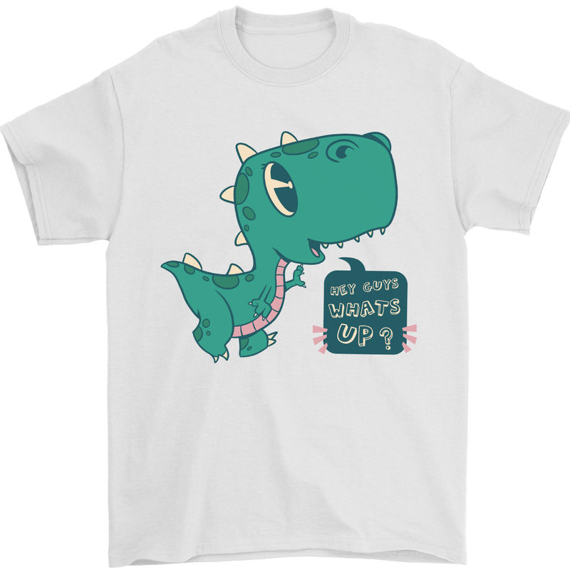 T-Rex Whats Up Mens T-Shirt 100% Cotton White