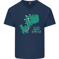 T-Rex Whats Up Mens V-Neck Cotton T-Shirt Navy Blue