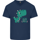 T-Rex Whats Up Mens V-Neck Cotton T-Shirt Navy Blue