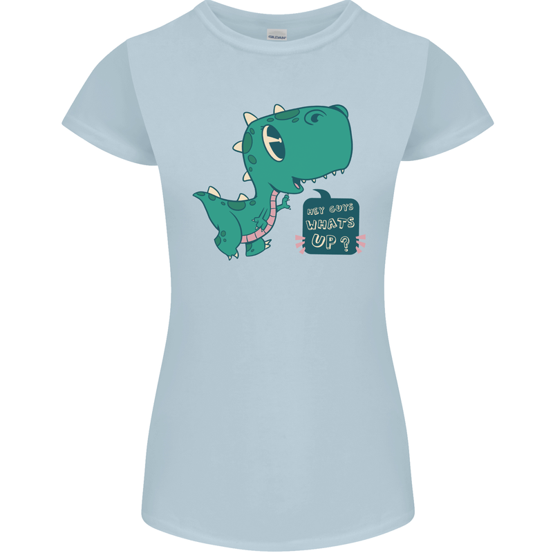 T-Rex Whats Up Womens Petite Cut T-Shirt Light Blue