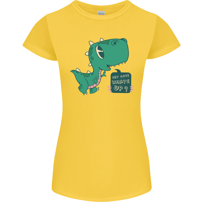 T-Rex Whats Up Womens Petite Cut T-Shirt Yellow