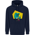 T-Rex Wrestling a Skeleton Dinosaurs Skull Childrens Kids Hoodie Navy Blue