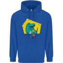 T-Rex Wrestling a Skeleton Dinosaurs Skull Childrens Kids Hoodie Royal Blue