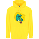 T-Rex Wrestling a Skeleton Dinosaurs Skull Childrens Kids Hoodie Yellow