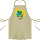 T-Rex Wrestling a Skeleton Dinosaurs Skull Cotton Apron 100% Organic Khaki
