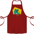 T-Rex Wrestling a Skeleton Dinosaurs Skull Cotton Apron 100% Organic Maroon