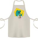 T-Rex Wrestling a Skeleton Dinosaurs Skull Cotton Apron 100% Organic Natural