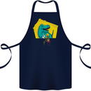 T-Rex Wrestling a Skeleton Dinosaurs Skull Cotton Apron 100% Organic Navy Blue