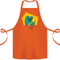 T-Rex Wrestling a Skeleton Dinosaurs Skull Cotton Apron 100% Organic Orange