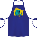T-Rex Wrestling a Skeleton Dinosaurs Skull Cotton Apron 100% Organic Royal Blue