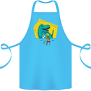 T-Rex Wrestling a Skeleton Dinosaurs Skull Cotton Apron 100% Organic Turquoise