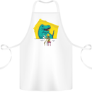 T-Rex Wrestling a Skeleton Dinosaurs Skull Cotton Apron 100% Organic White