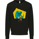 T-Rex Wrestling a Skeleton Dinosaurs Skull Kids Sweatshirt Jumper Black