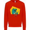 T-Rex Wrestling a Skeleton Dinosaurs Skull Kids Sweatshirt Jumper Bright Red