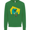T-Rex Wrestling a Skeleton Dinosaurs Skull Kids Sweatshirt Jumper Irish Green