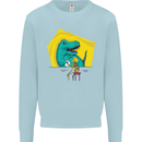 T-Rex Wrestling a Skeleton Dinosaurs Skull Kids Sweatshirt Jumper Light Blue