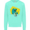 T-Rex Wrestling a Skeleton Dinosaurs Skull Kids Sweatshirt Jumper Peppermint
