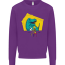 T-Rex Wrestling a Skeleton Dinosaurs Skull Kids Sweatshirt Jumper Purple