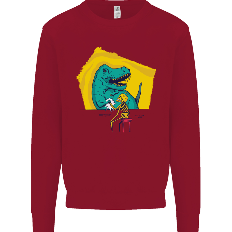 T-Rex Wrestling a Skeleton Dinosaurs Skull Kids Sweatshirt Jumper Red