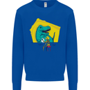 T-Rex Wrestling a Skeleton Dinosaurs Skull Kids Sweatshirt Jumper Royal Blue