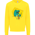 T-Rex Wrestling a Skeleton Dinosaurs Skull Kids Sweatshirt Jumper Yellow