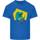 T-Rex Wrestling a Skeleton Dinosaurs Skull Kids T-Shirt Childrens Royal Blue