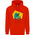 T-Rex Wrestling a Skeleton Dinosaurs Skull Mens 80% Cotton Hoodie Bright Red