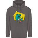 T-Rex Wrestling a Skeleton Dinosaurs Skull Mens 80% Cotton Hoodie Charcoal