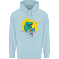 T-Rex Wrestling a Skeleton Dinosaurs Skull Mens 80% Cotton Hoodie Light Blue
