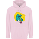 T-Rex Wrestling a Skeleton Dinosaurs Skull Mens 80% Cotton Hoodie Light Pink
