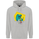 T-Rex Wrestling a Skeleton Dinosaurs Skull Mens 80% Cotton Hoodie Sports Grey