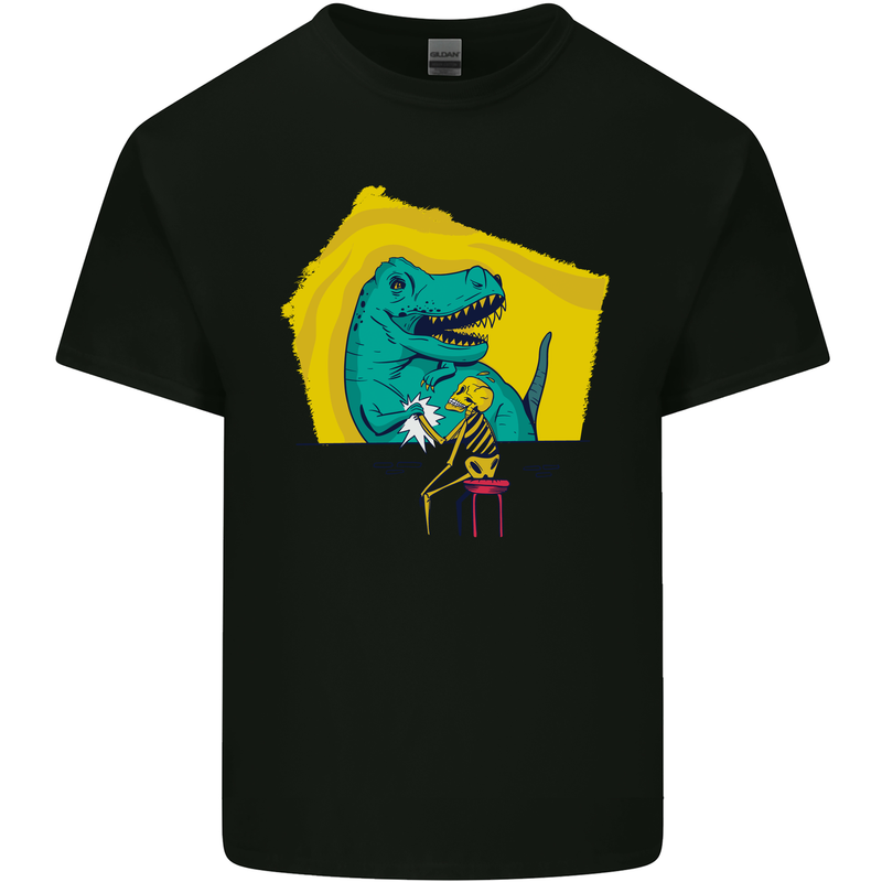 T-Rex Wrestling a Skeleton Dinosaurs Skull Mens Cotton T-Shirt Tee Top Black