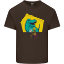 T-Rex Wrestling a Skeleton Dinosaurs Skull Mens Cotton T-Shirt Tee Top Dark Chocolate