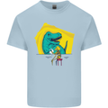 T-Rex Wrestling a Skeleton Dinosaurs Skull Mens Cotton T-Shirt Tee Top Light Blue
