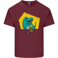 T-Rex Wrestling a Skeleton Dinosaurs Skull Mens Cotton T-Shirt Tee Top Maroon