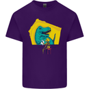 T-Rex Wrestling a Skeleton Dinosaurs Skull Mens Cotton T-Shirt Tee Top Purple