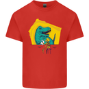 T-Rex Wrestling a Skeleton Dinosaurs Skull Mens Cotton T-Shirt Tee Top Red