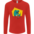 T-Rex Wrestling a Skeleton Dinosaurs Skull Mens Long Sleeve T-Shirt Red