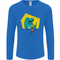 T-Rex Wrestling a Skeleton Dinosaurs Skull Mens Long Sleeve T-Shirt Royal Blue