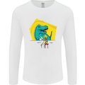 T-Rex Wrestling a Skeleton Dinosaurs Skull Mens Long Sleeve T-Shirt White