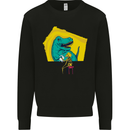 T-Rex Wrestling a Skeleton Dinosaurs Skull Mens Sweatshirt Jumper Black