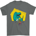 T-Rex Wrestling a Skeleton Dinosaurs Skull Mens T-Shirt 100% Cotton Charcoal