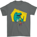T-Rex Wrestling a Skeleton Dinosaurs Skull Mens T-Shirt 100% Cotton Charcoal