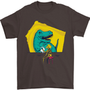 T-Rex Wrestling a Skeleton Dinosaurs Skull Mens T-Shirt 100% Cotton Dark Chocolate