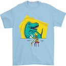 T-Rex Wrestling a Skeleton Dinosaurs Skull Mens T-Shirt 100% Cotton Light Blue
