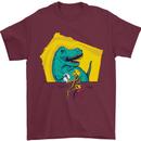 T-Rex Wrestling a Skeleton Dinosaurs Skull Mens T-Shirt 100% Cotton Maroon