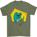 T-Rex Wrestling a Skeleton Dinosaurs Skull Mens T-Shirt 100% Cotton Military Green