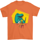 T-Rex Wrestling a Skeleton Dinosaurs Skull Mens T-Shirt 100% Cotton Orange